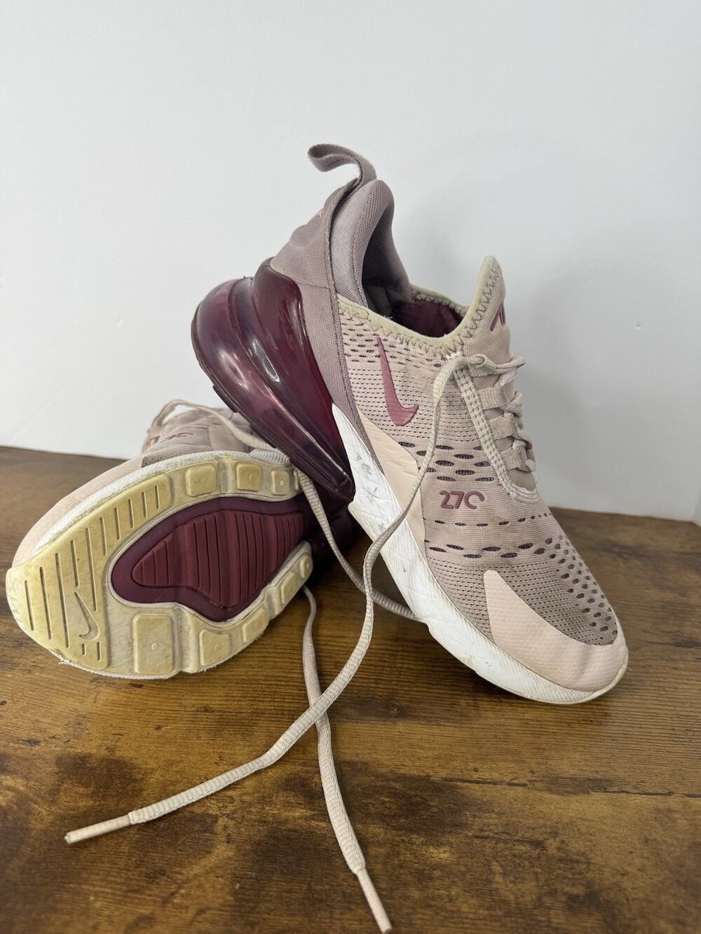 Nike Air Max 270 Womens 7 Barely Rose Vintage Wine Pink Shoes AH6789-601